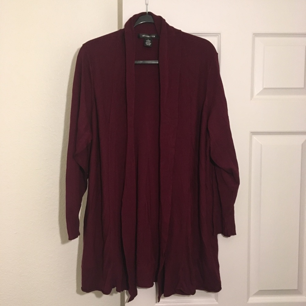 89th & Madison burgundy cardigan